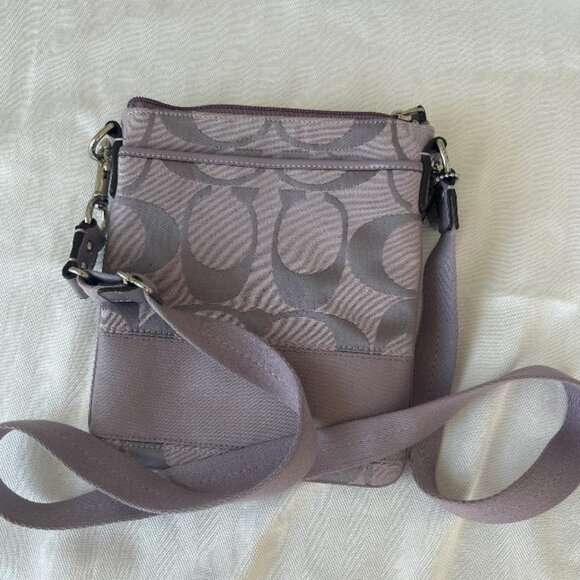 Coach Handbags - Coach Signature Stripe Swingpack Crossbody Bag Purple